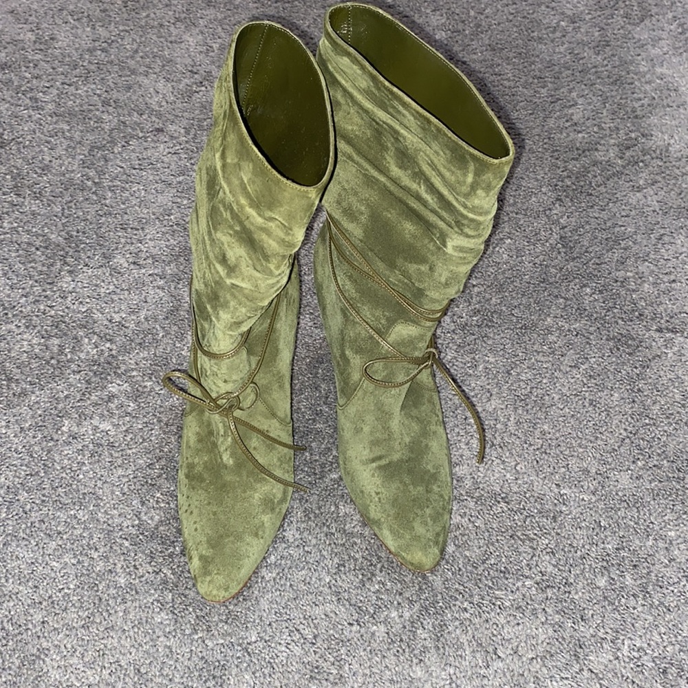 Green Suede Booties - image 2